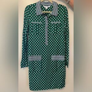 Diane Von Furstenberg green and blue patterned dress